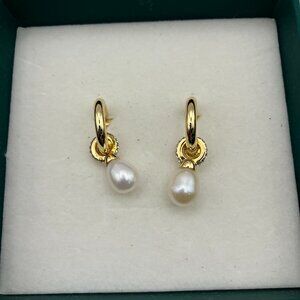 Herlens Gold C Shape Imitation Pearl Stud Earrings Women Ring Drop Hoop Earring